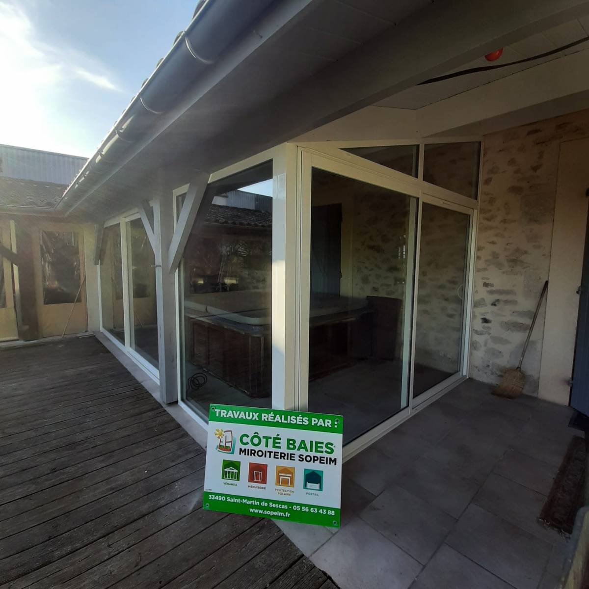 Fermeture terrasse couverte vue panoramque dans l'Entre deux Mers